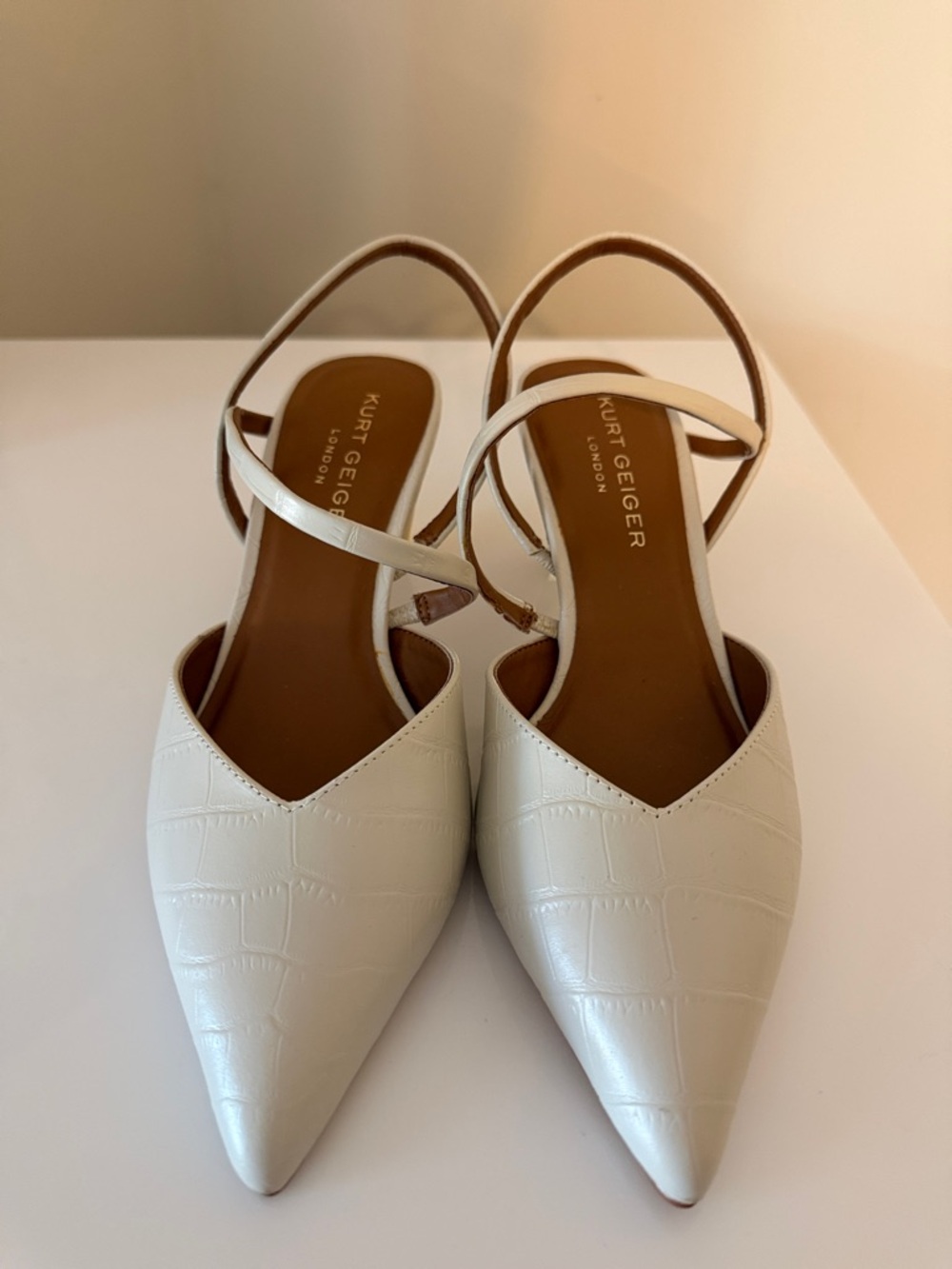 Kurt Geiger Cream Pointed Slingback Flats